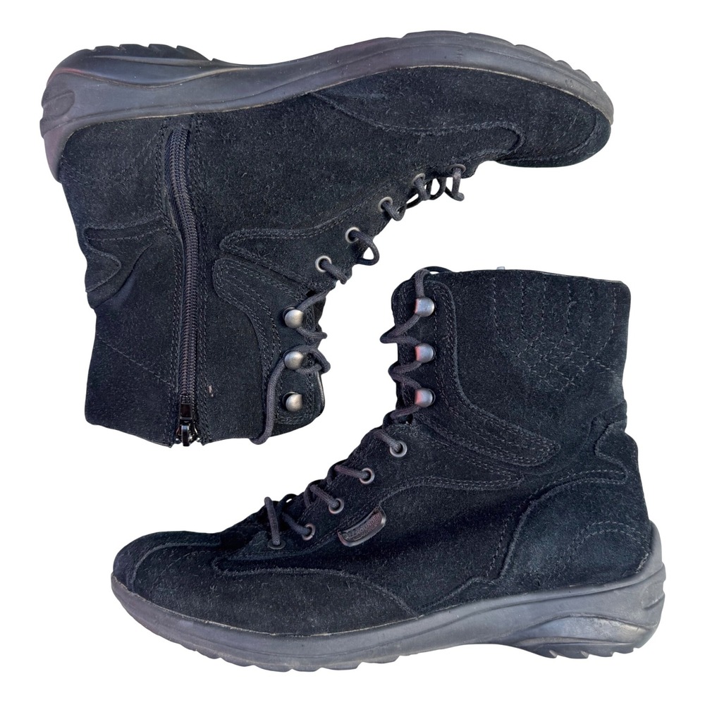 Allrounder by Mephisto Suede Hiking Boots Black Lace Up Gorpcore Utility Size 10